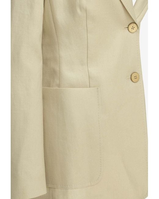 Max Mara Natural Single-Breasted Buttoned Blazer