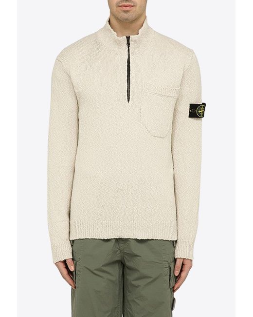 Stone Island Natural Turtleneck Half-Zip Sweater for men
