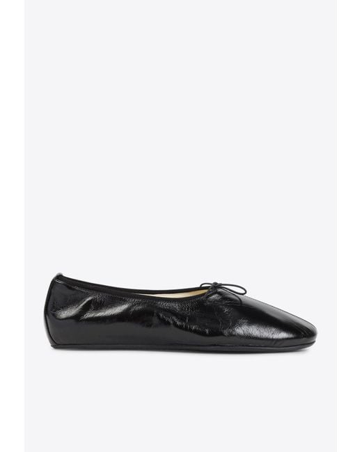 Phoebe Philo White Gathered Flat Ballerinas