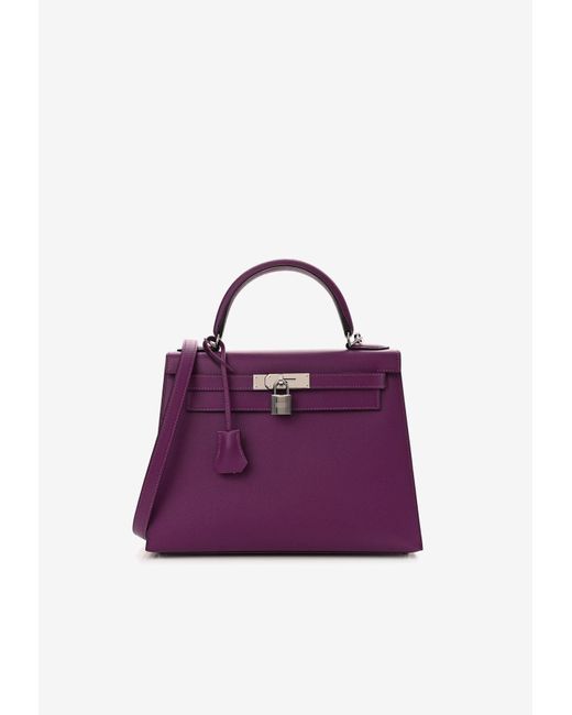 Hermès Purple Kelly 28 Sellier In Anemone Epsom Leather With Palladium Hardware
