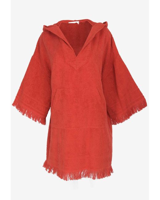 Zimmermann Red Alight Frayed Towel Mini Dress