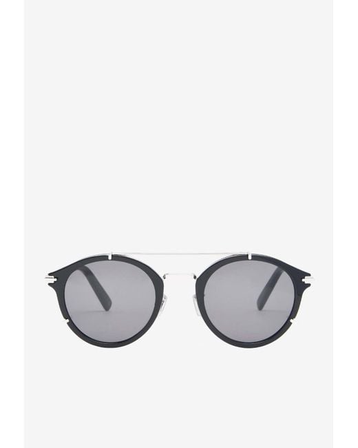 Dior Gray Diorblacksuit Round-Shaped Sunglasses