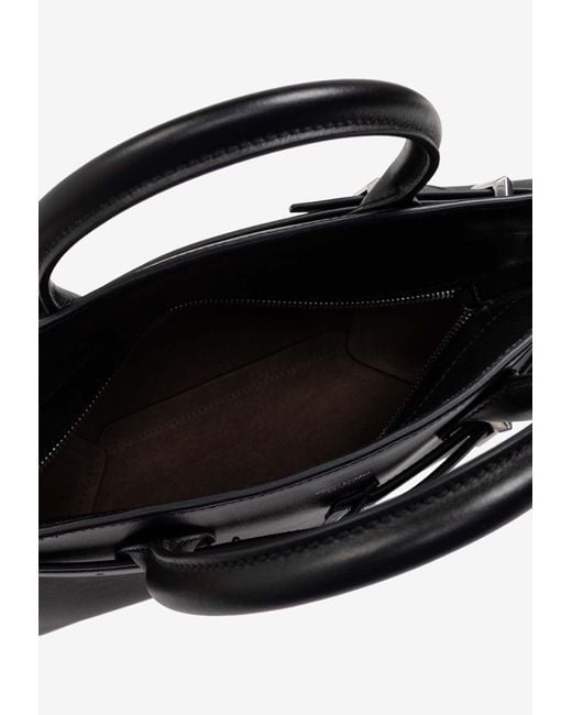 Jimmy Choo Black Small Diamond Belted Top Handle Bag