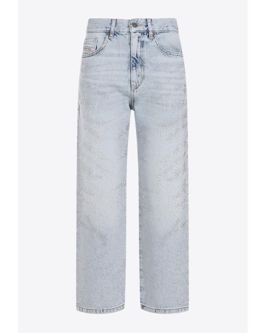DIESEL Blue D-Air Crystal Embellished Boyfriend Jeans