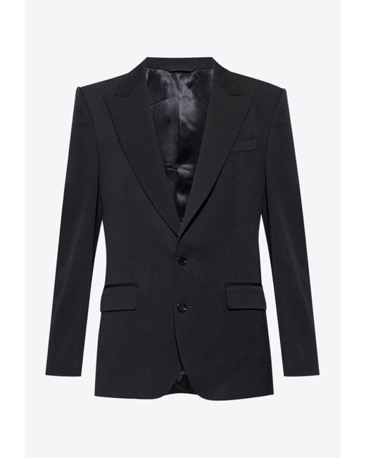 Dolce & Gabbana Black Single-Breasted Wool Blazer for men