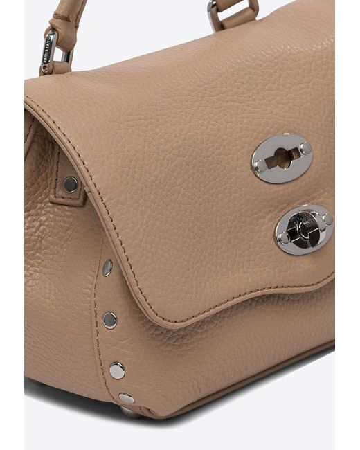 Zanellato White Baby Postina Hammered Leather Top Handle Bag