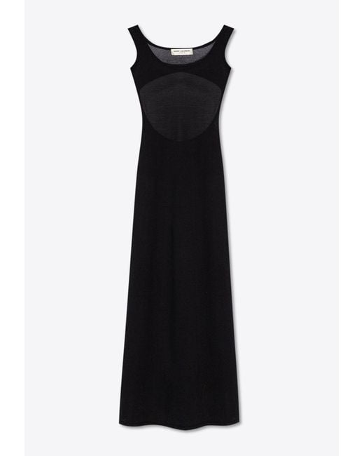 Saint Laurent Black Fine Knit Maxi Dress
