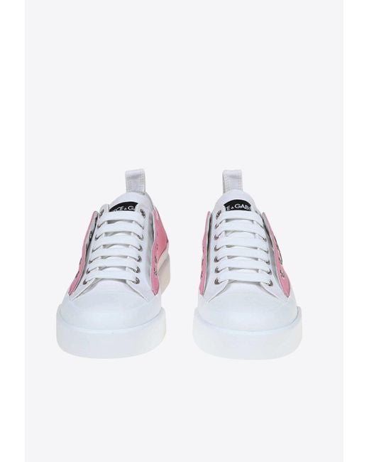 Dolce & Gabbana White Portofino Low-Top Canvas Sneakers