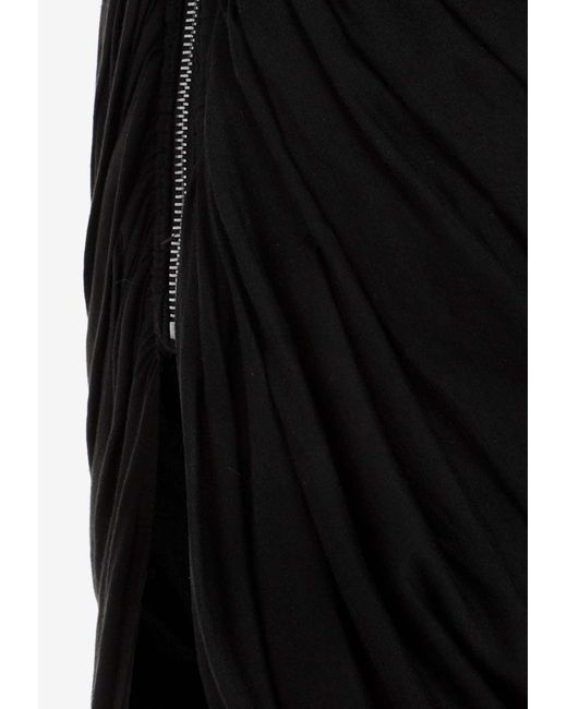Rick Owens Black Lido One-Shoulder Draped Dress