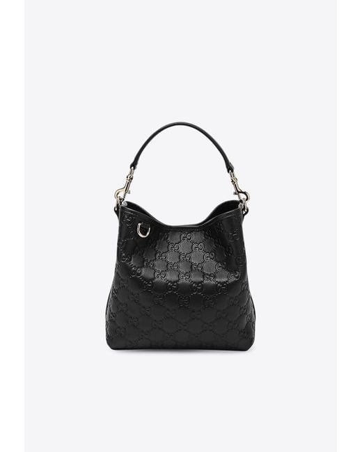 Gucci Black Small Gg Embossed Bucket Bag
