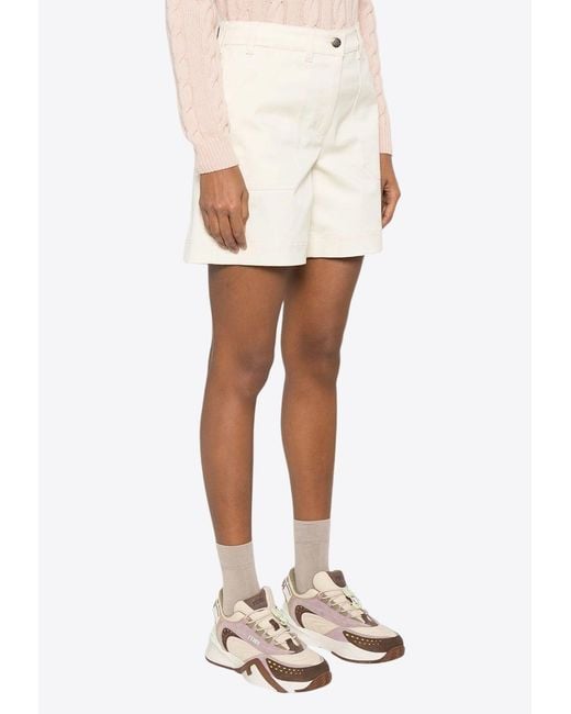 Moncler White Logo Patch Mini Shorts