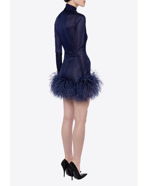 16Arlington Blue Luna Feather Mini Dress