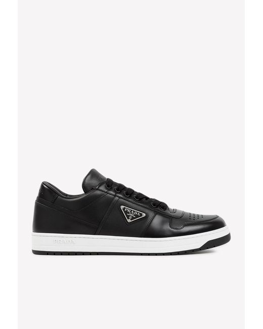 Prada Downtown Low-top Leather Sneakers in Black for Men | Lyst