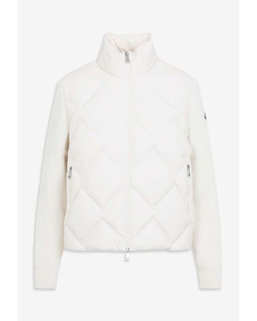 Moncler White Quilted Zip-Up Jacket