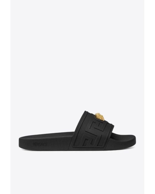Versace White La Medusa Pool Slides for men