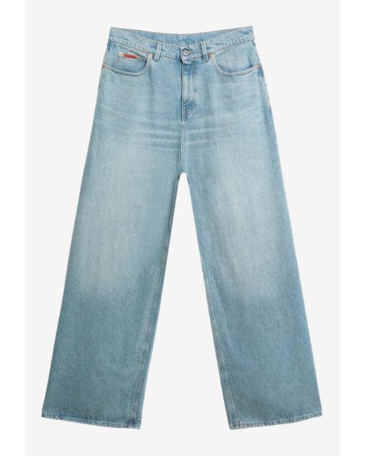 Martine Rose Blue Wide-Leg Washed-Out Jeans for men