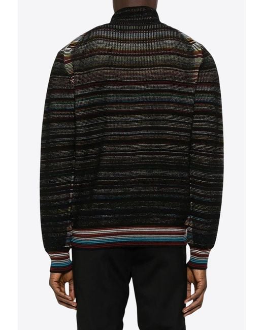 Paul Smith Black Signature Stripe Turtleneck Sweater for men