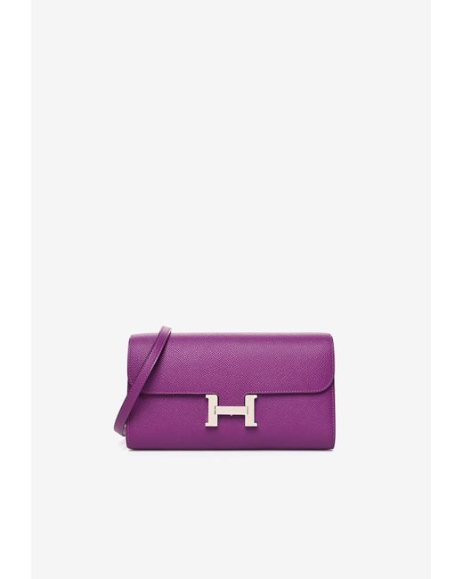 Hermès Purple Constance To Go Wallet In Anemone Epsom With Palladium Hardware