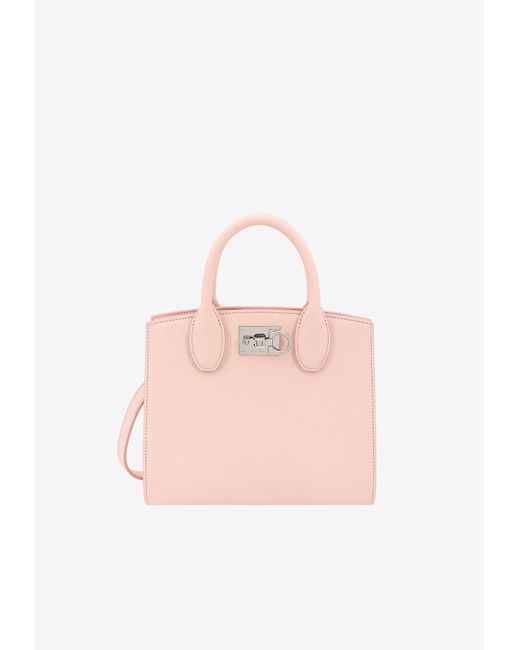 Ferragamo Pink Small Studio Box Top Handle Bag