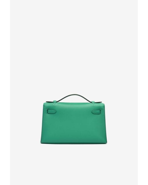 Hermès Green Kelly Pochette Clutch Bag