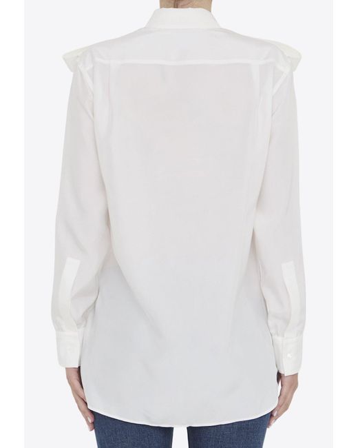 Burberry White Long-Sleeved Silk Shirt