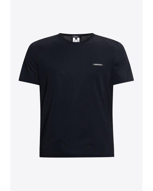 Versace Black Greca Embroidered Crewneck T-Shirt for men