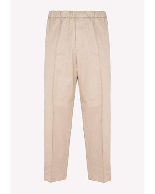 Jil Sander Cotton Elasticated Straight Pants in Beige (Natural) for Men ...