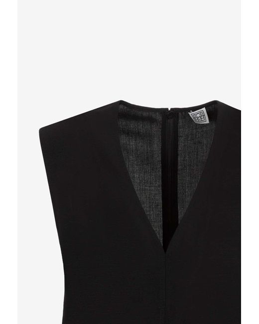 Totême  Black V-Neck Midi Dress
