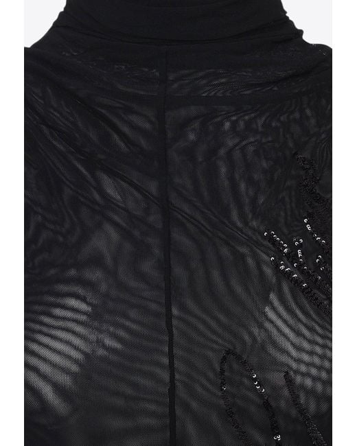 Jean Paul Gaultier Black Sequin-Embellished Mesh Maxi Dress