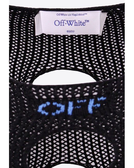 Off-White c/o Virgil Abloh Black Embroidered Logo Rib Knit Maxi Dress With Cut-Outs