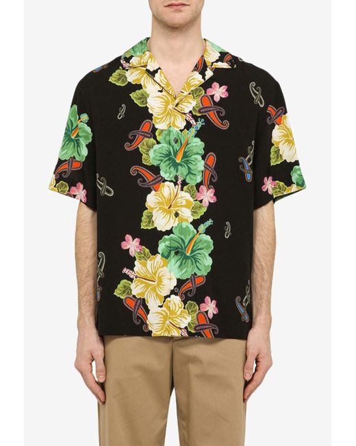 Etro Multicolor Floral Print Bowling Shirt for men