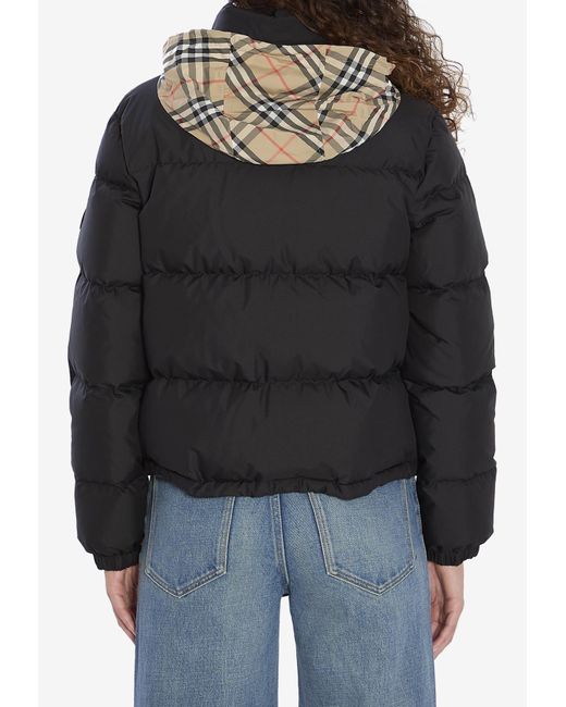Burberry Black Puffer Jacket With Concealed Hood