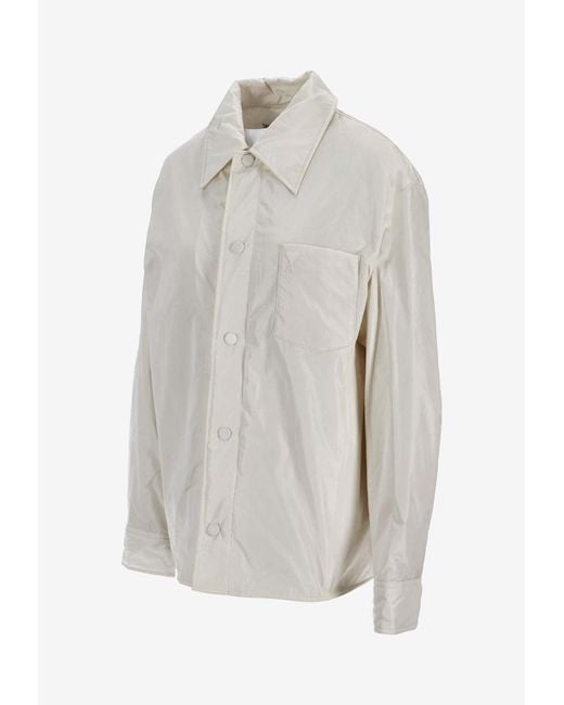 AMI White Embroidered Buttoned Shirt for men