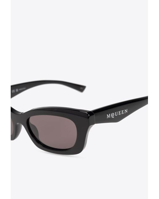 Alexander McQueen Gray Rectangular-Frame Logo Sunglasses