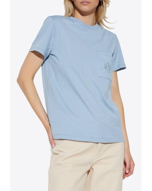 Max Mara Papaia Embroidered M T-Shirt in Blue | Lyst