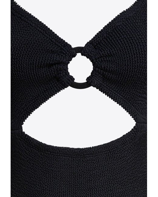 Hunza G Black Crystal Cut-Out One-Piece Swimsuit