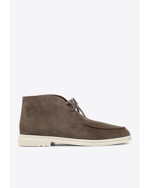 Loro Piana Brown Walk And Walk Suede Ankle Boots for men