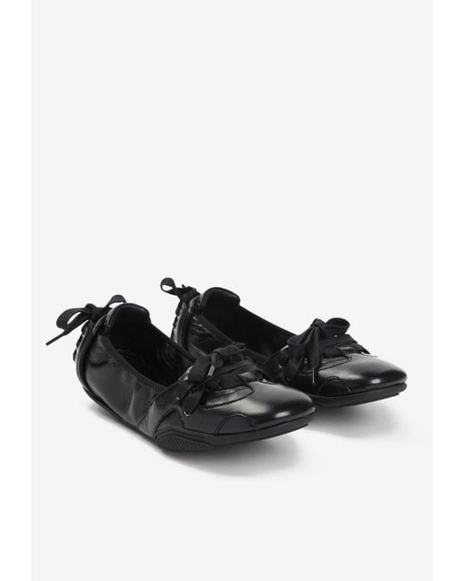 Acne Black Lace-Up Leather Ballet Flats