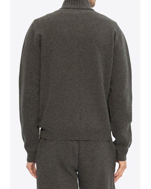 Versace Gray Cashmere Zip-Up Sweater for men