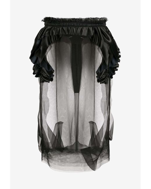 Maison Margiela Black Décortiqué Sheer Midi Pencil Skirt