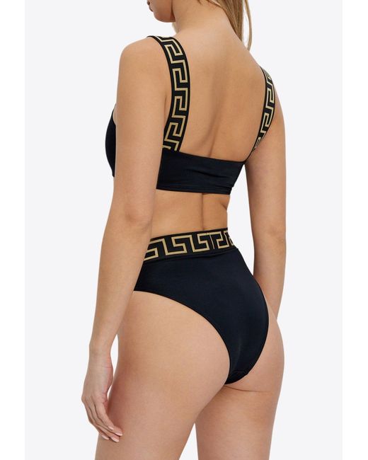 Versace Black Jacquard Bikini Top