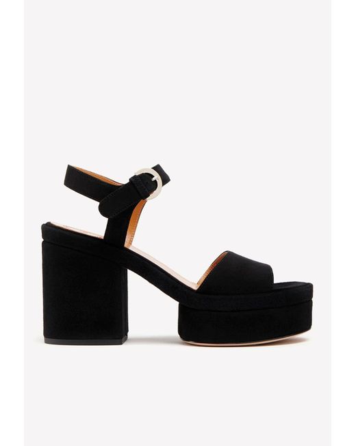 Chloé Odina 100 Leather Platform Sandals in Black | Lyst
