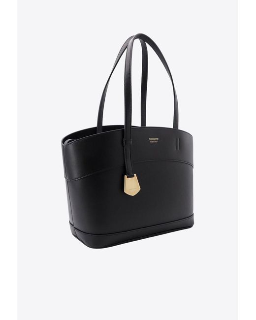 Ferragamo Black Small Charming Tote Bag