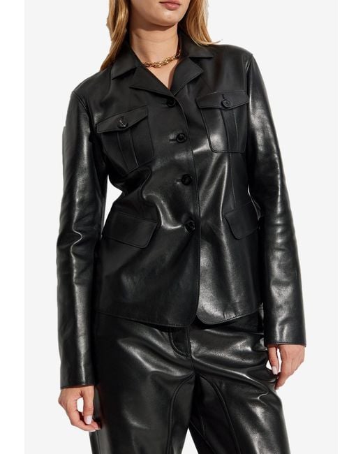 Tom Ford Black Buttoned Leather Jacket