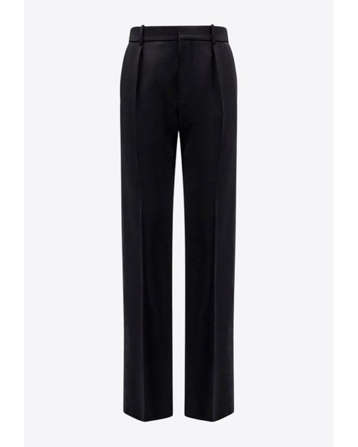 Saint Laurent Blue Wool Tailored Pants With Satin-Bands for men