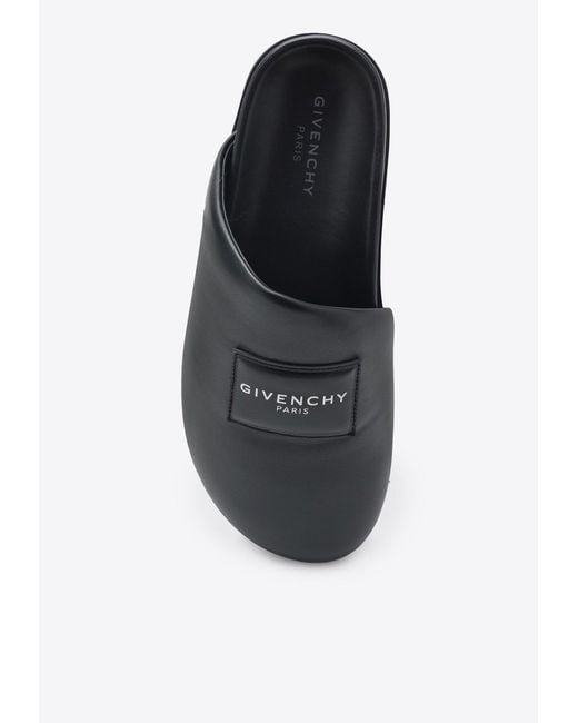Givenchy Black Logo Label Leather Flat Mules