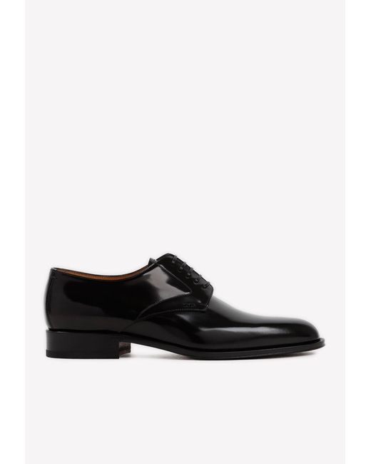Dior Black Derby Lace-up Shoes In Patent Leather for men