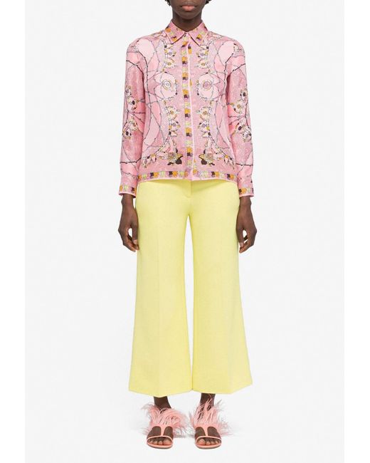 Emilio Pucci Yellow Cyprea Print Long-sleeved Shirt