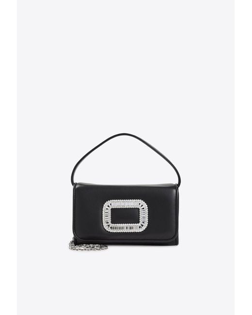 Roger Vivier Blue Micro Pilgrim Leather Top Handle Bag