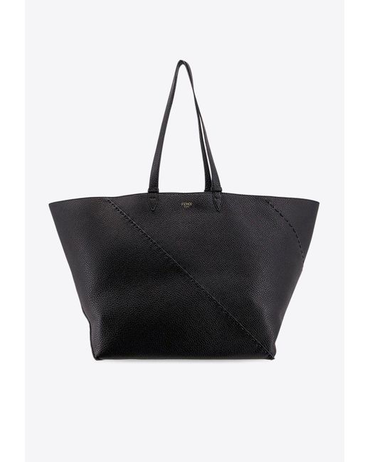 Fendi Black Large Selleria Diagonal Tote Bag for men